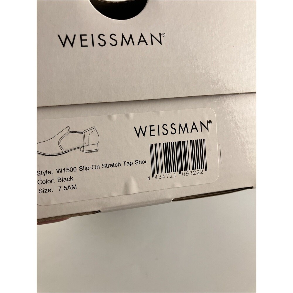 Weissman Black Slip-on Tap Dance Shoe black Size 7.5AM Style W1500 - Picture 9 of 9